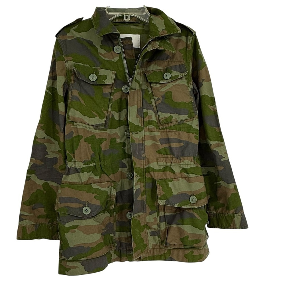 J.Crew Camouflage Jacket Womens Size XXS Grunge Y2K RipStop Military Full-zip
